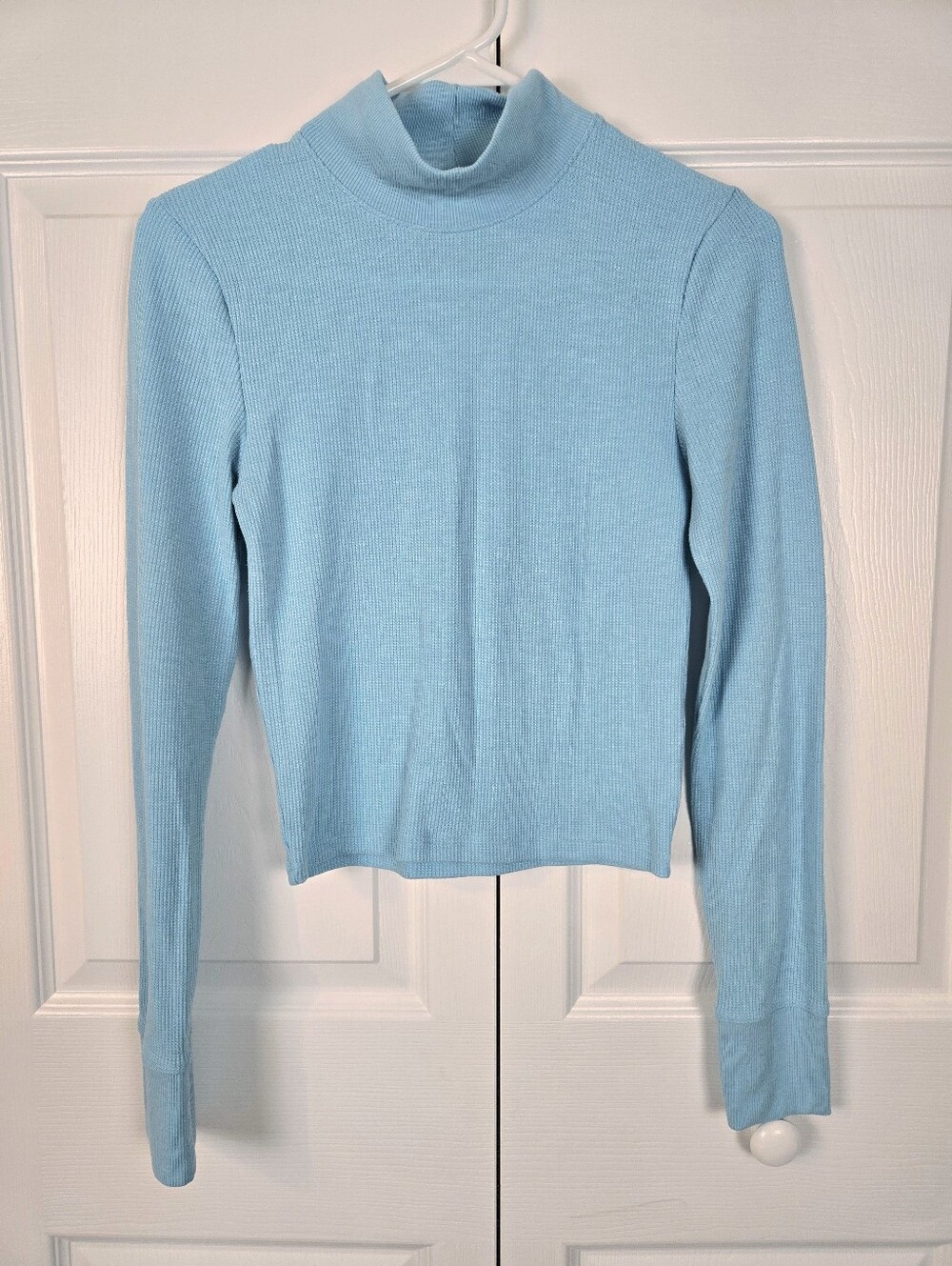 American Eagle Light Blue Mock Neck Top